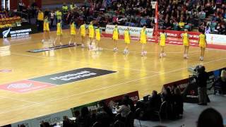 Netball bit of Australian diamonds Warm up routine before Silver Ferns game 15 sept 2013 [upl. by Huskamp]