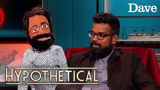 Romesh Ranganathan Fed Up At Wearing A Puppet Of Himself  Hypothetical [upl. by Ahsinwad]