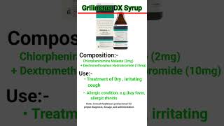 shotr 💊🌡️medicaleducation Grilinctus DX Syrup [upl. by Strohbehn]