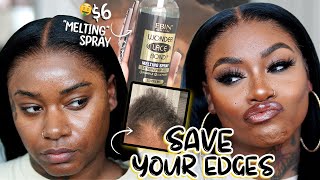 SAVE YOUR EDGES 😱 USE THIS ✨6 LACE “MELTING” SPRAY✨ ON YOUR WIG INSTALL 👀 Laurasia Andrea Wigs [upl. by Zere774]