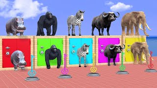 Cow Elephant Zebra Gorilla Hippo Guess The Right Key ESCAPE ROOM CHALLENGE Animals Cage Game [upl. by Zenda]