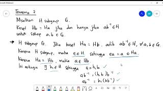 STRUKTUR ALJABAR  20 Teorema pada Koset [upl. by Sokram]