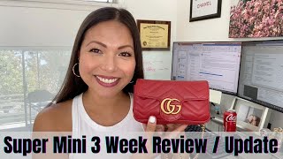 Best Bag Ever  Gucci Marmont Super Mini 3 Week Review  Different Ways to Wear [upl. by Bealle]