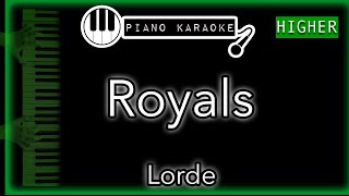 Royals HIGHER 3  Lorde  Piano Karaoke Instrumental [upl. by Ahsila]