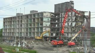 June 8th 2017 Demolition of the old Sheraton Hotel in Binghamton New York [upl. by Kemble]