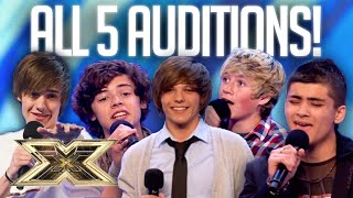 MAKING of ONE DIRECTION all FIVE Auditions and FIRST as a group  10 Years of 1D  The X Factor UK [upl. by Neelrak]