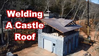 Helping Andrew Camarata Weld his Castle Roof  Shipping Container Building [upl. by Alphonse]