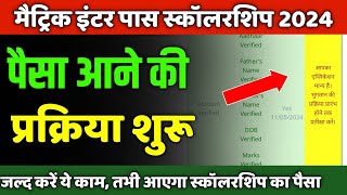 matric inter pass scholarship 2024 पैसा आने की प्रक्रिया शुरू 10th 12th pass scholarship 2024 [upl. by Groves]