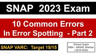 SNAP 2023 Exam 10 Common Errors in Error Spotting  Part 2  Mission SIBM Pune [upl. by Haelat]