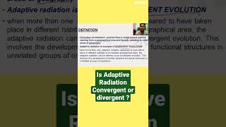 Is adaptive Radiation convergent or divergentAdaptive Radiation 12thneet2025 ncert bio [upl. by Dnarud]