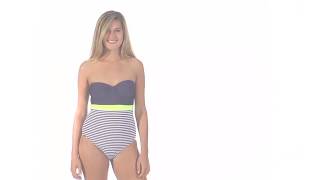 Splendid Malibu Stripe Underwire One Piece Swimsuit  SwimOutletcom [upl. by Rratsal]