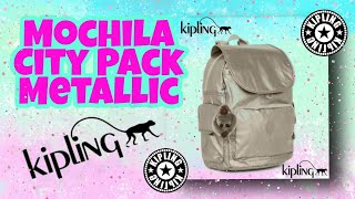 MOCHILA CITY PACK METALLIC DA KIPLING REVIEW  Kipling Metallic City Pack Backpack [upl. by Arakahs]