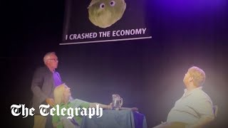 Liz Truss storms off stage after lettuce banner stunt [upl. by Asilat]