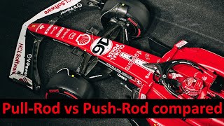 PullRod vs PushRod F1 suspension kinematics compared and why front pullrod is gaining momentum [upl. by Aisatsan]