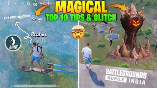 BGMI 28 UPDATE TOP 10 NEW TIPS AND TRICKS😍  MAGICAL FLYING GLITCH  BGMI 28 UPDATE GLITCH [upl. by Eslud]