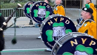 NYPD Emerald Society Bagpipes and Drums Band St Patrick’s Day NYC 2024 [upl. by Silliw]