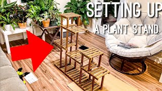 Wood Plant Stand for Indoor Outdoor Plants Multi Tiered Shelves Rack Unboxing [upl. by Lysander]