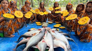 50 KG Pangasius Fish Cutting by Women  Traditional Fish Curry Recipe Cooking in Village [upl. by Otreblon]