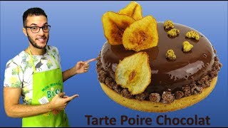 recette TARTE ENTREMET POIRE CHOCOLAT  Pear chocolate tart entremet EN subs [upl. by Maryn233]