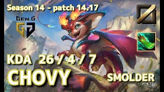 【KRサーバーC1】GenG Chovy スモルダーSmolder VS アジールAzir MID  Patch1417 KR Ranked【LoL】 [upl. by Romeyn166]