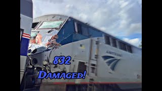 Amtrak P098 and P053 with foamer consist at Deland FL Ft 164 and a damaged 832 [upl. by Ennyl535]