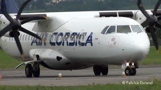 Air Corsica ATR72500 take off rwy18 at St Etienne Loire EBULFMH [upl. by Eittah]