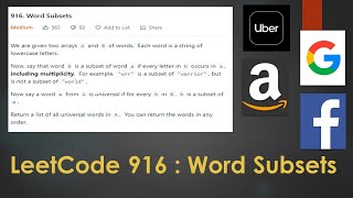 Word Subsets  LeetCode 916 [upl. by Kape721]