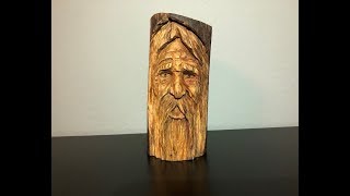 Wise old man wood spirit carving with Foredom and Dremel [upl. by Latricia402]