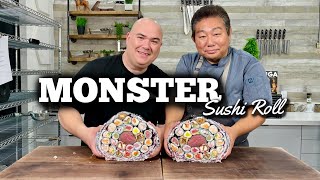 Making An EPIC Monster Sushi Roll With 25 Rolls Feat Guga Foods [upl. by Elorac]