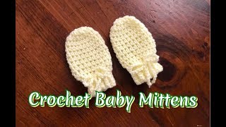 How to Crochet Baby Mittens 06 months [upl. by Fabrice586]