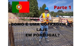 Construção civil em Portugal Cofragem de laje em Portugal montagem de laje carpintaria de cofragem [upl. by Aubine536]