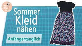 Kleid  Sommerkleid nähen  für Anfänger ohne Schnittmuster [upl. by Htide]