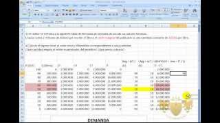 MONOPOLIO Ejercicio sobre Maximizacion de Beneficios en Excel Mankiw [upl. by Sivrad]