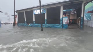 Tracking Debby Rising waters around restaurants and buildings on Fort Myers Beach [upl. by Desirea]