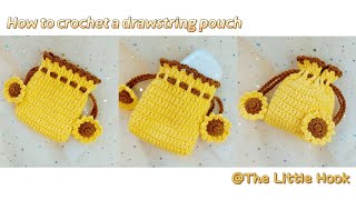 How to crochet a drawstring pouch  Easy crochet for beginner [upl. by Innoj]