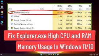 Fix Explorereexe High CPU and RAM Memory Usage Problem In Windows 1110 [upl. by Isa]