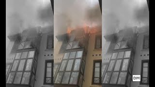 Impactantes imágenes del incendio en la calle San Sebastián de Santander [upl. by Hanson]