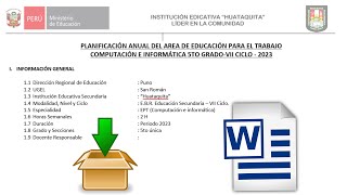 🔴💪PROGRAMACION PLANIFICACION CURRICULAR ANUAL EPT EDUCACION PARA EL TRABAJO Computación 2023 [upl. by Kirred]