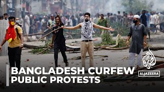 Bangladesh imposes curfew deploys army as job quota protests continue [upl. by Lebezej]