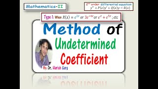 Part 1  Method of Undetermined Coefficients for Particular Integral [upl. by Pollitt573]