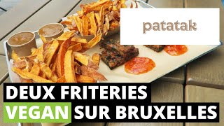 Je goûte des frites vegan chez Patatak et Le Roy dEspagne à Bruxelles en Belgique VEGAN SNACK [upl. by Alegna]