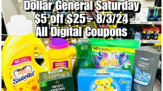 Dollar General Couponing 5 off 25 Saturday ALL DIGITAL COUPONS 8324 [upl. by Doolittle]