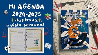 Agenda 202425  Vista semanal  Especial backtoschool ✨  Os enseño la agenda ilustrada que hice 😊 [upl. by Risteau]