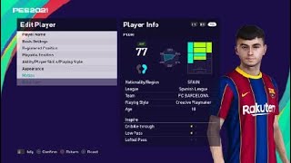 Pedri face e football pes 2021 Barcelona [upl. by Nauqet653]