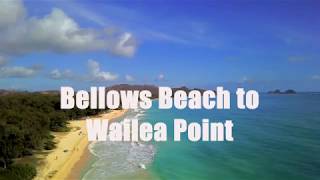 Oahu shore by drone From Bellows Beach to Wailea Pt at the end of Lanikai Beach [upl. by Sorcha690]