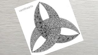 How to draw Zentangle Art using Triquetra Shape StepbyStep Tutorial Geometric Design vanithaarts [upl. by Estren]