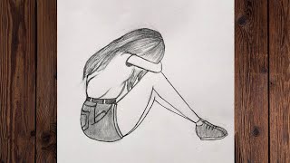 Sad Girl Drawing Step By StepHow to draw girl sadPencil Sketch [upl. by Giovanna]