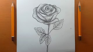 Come disegnare una rosa facile  Disegno a matita e ombreggiatura  Disegno a matita [upl. by Girardo]