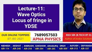 Lecture11 Locus of fringe in YDSE in wave optics [upl. by Freudberg]