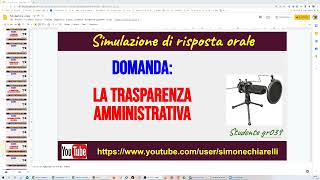 Prova orale esercitazione gr039  Trasparenza amministrativa 1732022 [upl. by Gnilrits827]